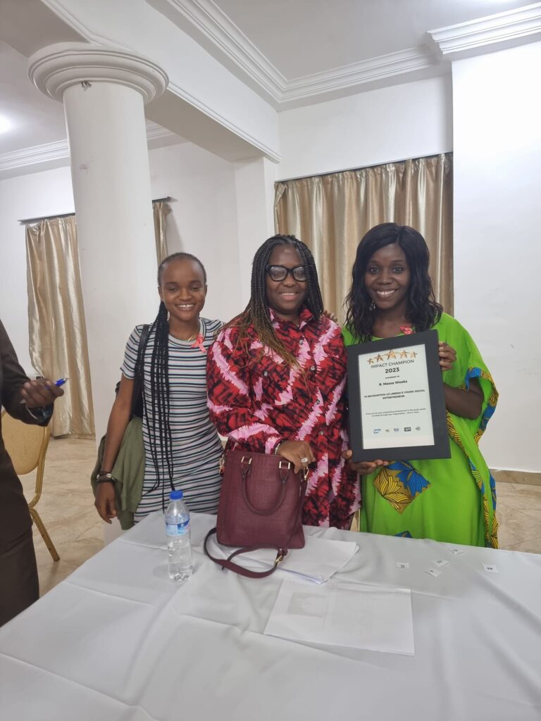 Girls In Tech Liberia CEO received an Impact Champion Award